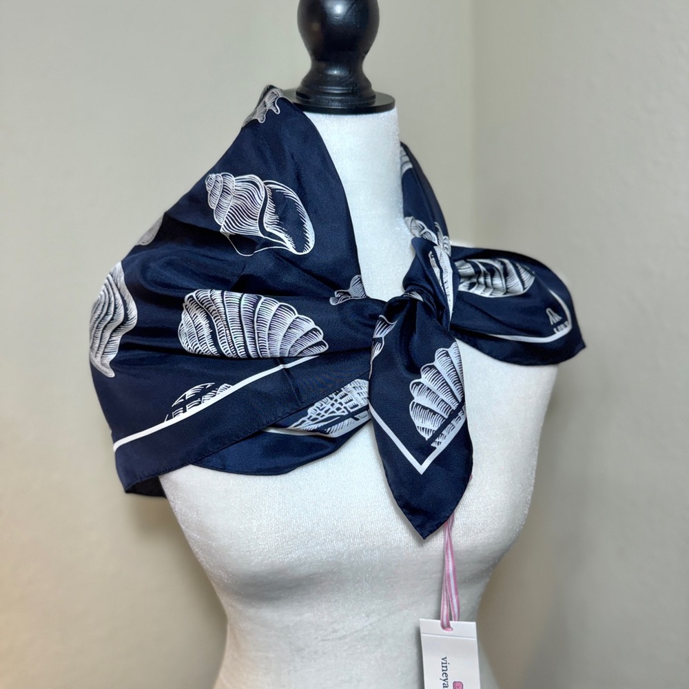 Vineyard Vines Dark Blue Scarf with Shell Design